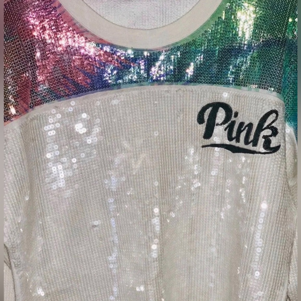 Victoria’s Secret Pink Limited Release Full Sequin Crewneck Sweater- Medium - Picture 6 of 14